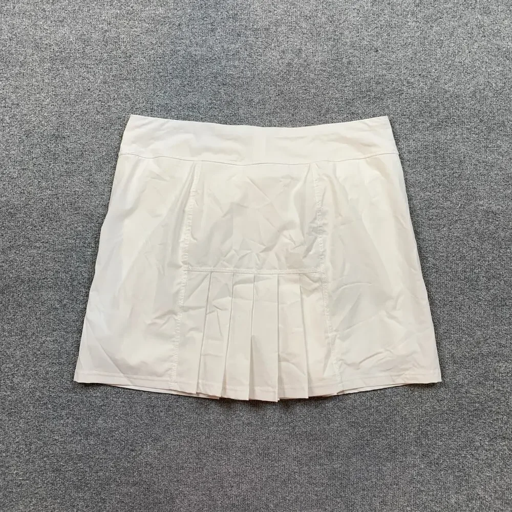 Jofit Skort Women Large Ivory Dash Golf Tennis Pleated Mid Panels Undershorts
